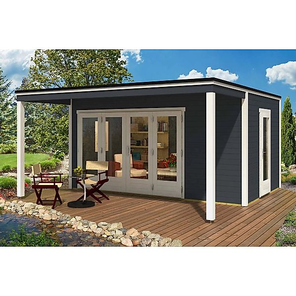 Alpholz Gartenhaus Cubus-Avant 44 Flachdach 480 cm x 480 cm Anthrazit günstig online kaufen