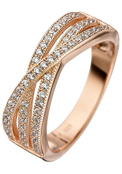 JOBO Fingerring, 925 Silber roségold vergoldet mit 60 Zirkonia günstig online kaufen