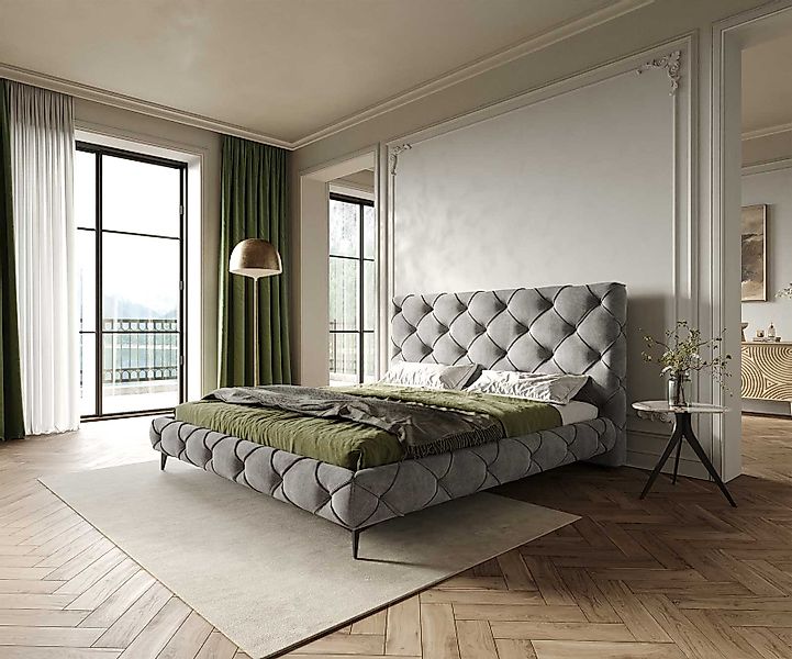 Polsterbettgestell Nayara 180x200 cm Mikrofaser Grau günstig online kaufen