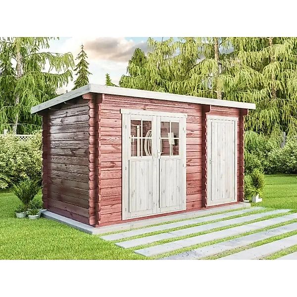 Alpholz Holz-Gartenhaus Korfu Pultdach Unbehandelt 496 cm x 224 cm günstig online kaufen
