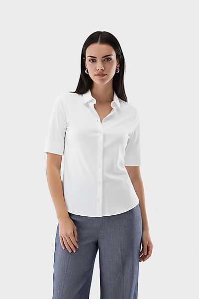 Hemdbluse aus Schweizer Baumwollejersey mit Kurzarm günstig online kaufen