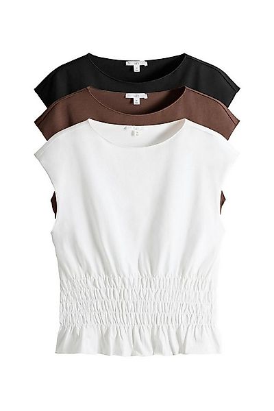 The Set T-Shirt The Set 3er-Pack T-Shirts mit gerafften Ärmeln (3-tlg) günstig online kaufen