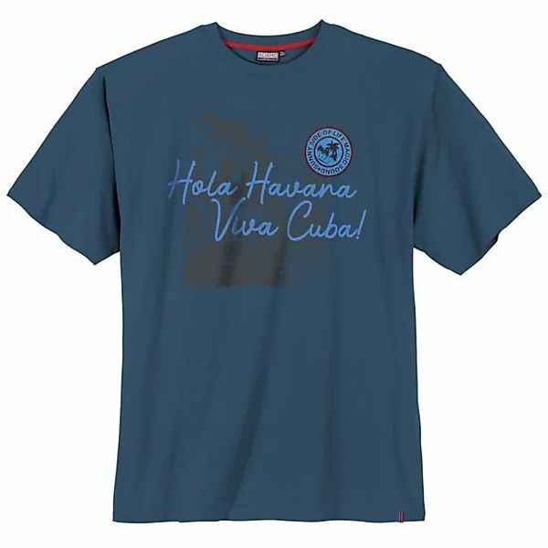 ADAMO Rundhalsshirt Große Größen Herren T-Shirt admiralblau Print Havanna A günstig online kaufen