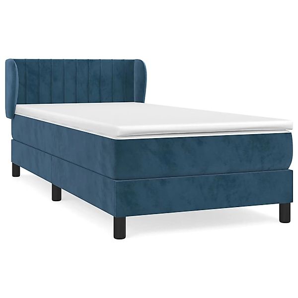 vidaXL Boxspringbett Boxspringbett mit Matratze Dunkelblau 90x190 cm Samt B günstig online kaufen