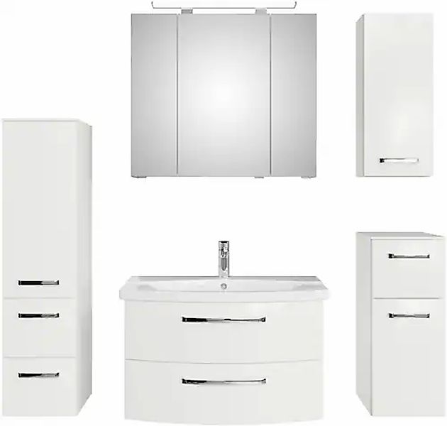 Saphir Badmöbel-Set »Serie 4010 5-teilig Keramik-Waschtisch mit LED-Spiegel günstig online kaufen