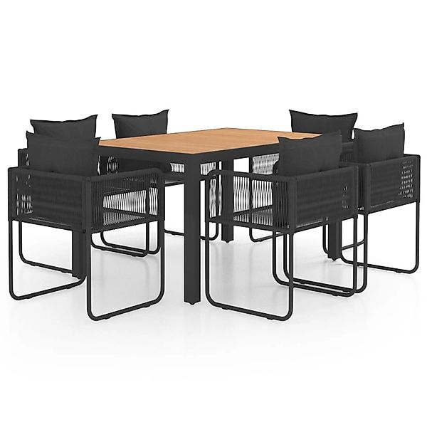 vidaXL 7-Tlg Garten-Essgruppe PVC Rattan Schwarz und Braun 3060109 günstig online kaufen