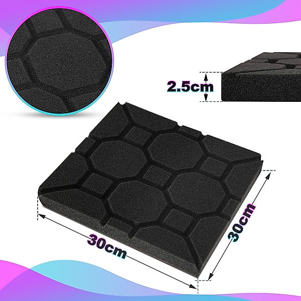 Clanmacy Akustikplatte 24er-Pack Akustikplatte 30x30x2.5cm Quadrat günstig online kaufen