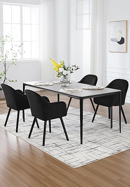 Woltu Esszimmerstuhl (4 St), Küchenstuhl, mit Armlehne Samt Massivholz günstig online kaufen