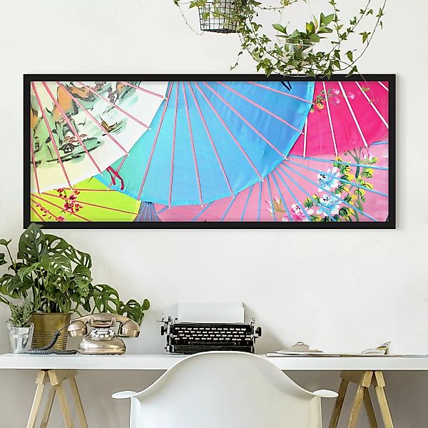 Bild mit Rahmen Muster & Textur - Panorama Chinese Parasols günstig online kaufen