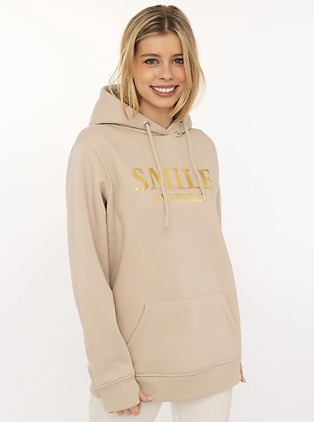 Zwillingsherz Hoodie ""Smile Sparkle"", glänzender Print, Fronttasche, Kapu günstig online kaufen