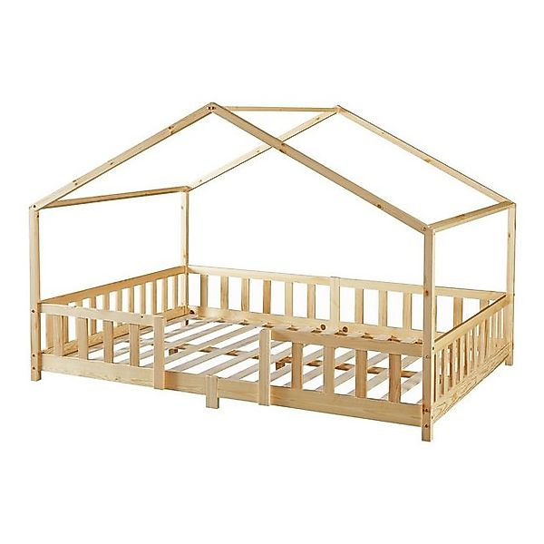 en.casa Kinderbett, »Treviolo« Haus-Optik mit Rausfallschutz 140x200 cm Hol günstig online kaufen