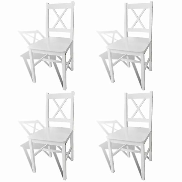 Esszimmerstühle 4 Stk. Weiß Kiefernholz günstig online kaufen