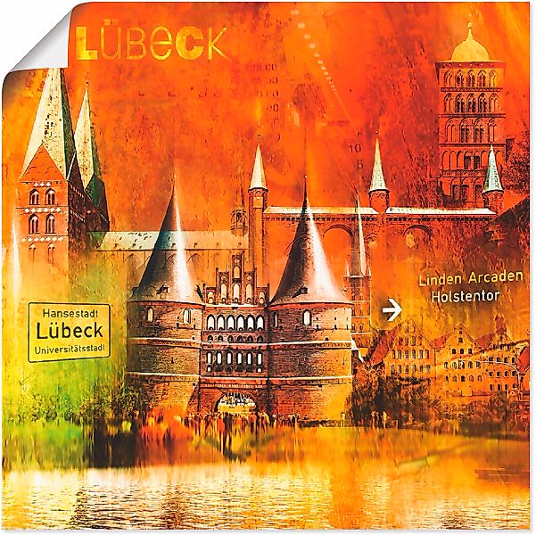 Artland Poster "Lübeck Hansestadt Collage 04", Architektonische Elemente, ( günstig online kaufen