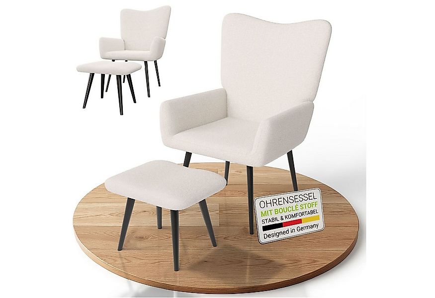 Juskys Ohrensessel Odense, Optionaler Hocker, große Rückenlehne, weicher St günstig online kaufen