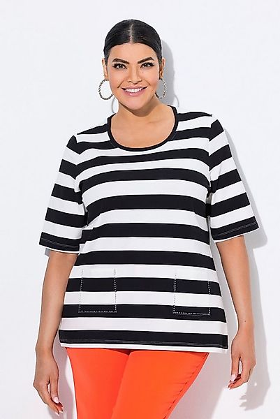 Ulla Popken T-Shirt T-Shirt Ringel Classic Rundhals Halbarm Taschen günstig online kaufen