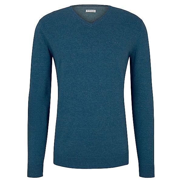 Tom Tailor Basic V-ausschnitt Sweater 2XL Medium Blue Ashes Melange günstig online kaufen
