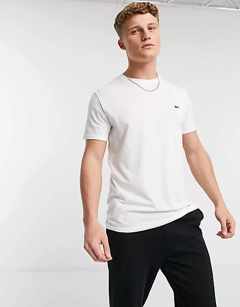 Lacoste – T-Shirt mit Krokodil in Weiß günstig online kaufen