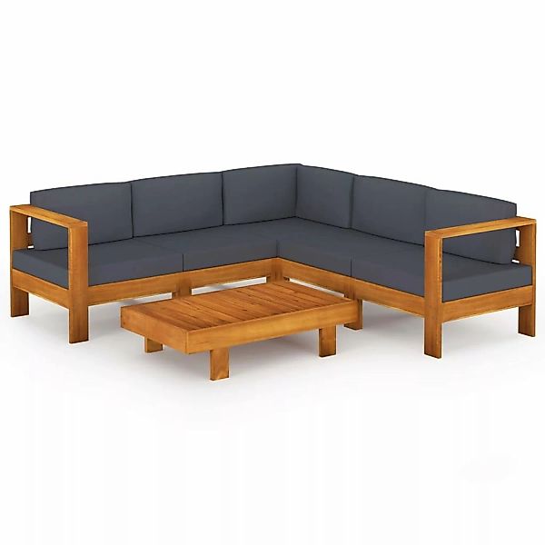 6-tlg. Garten-lounge-set Mit Dunkelgrauen Auflagen Akazienholz günstig online kaufen