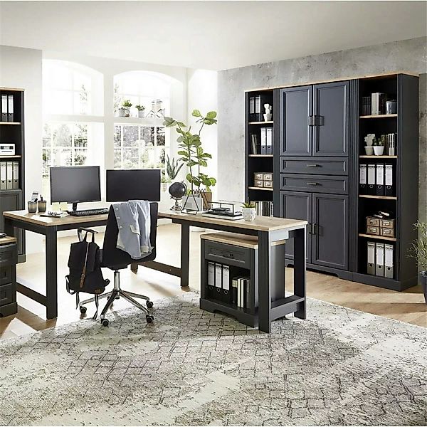 Lomadox Landhaus Büromöbel Arbeitszimmer Komplett Set 6-tlg. JÜLICH-36 in G günstig online kaufen