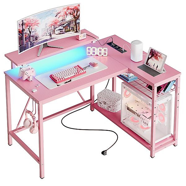 Bestier Gamingtisch Gaming-Schreibtisch L-Form mit LED, günstig online kaufen