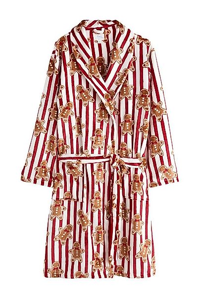 Next Herrenbademantel Fleece-Morgenmantel mit Lebkuchen für Männer, Polyest günstig online kaufen
