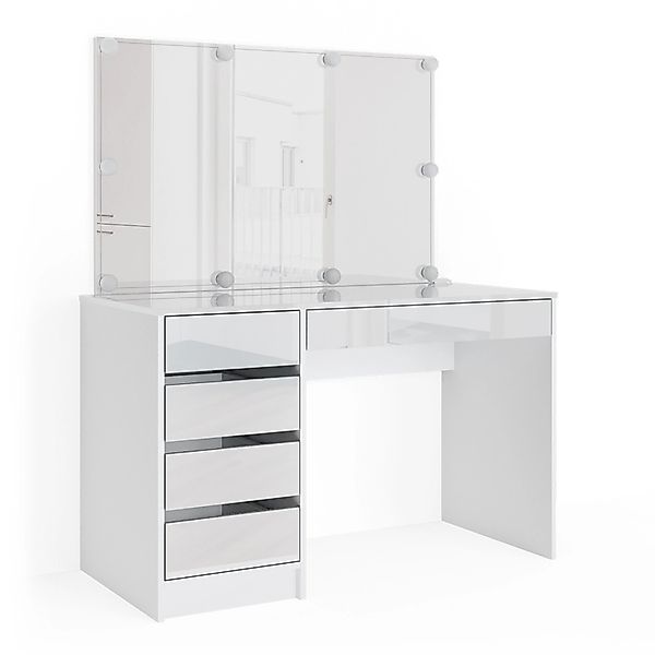 Vicco Schminktisch Sherry Weiß 120 cm mit LED Beleuchtung günstig online kaufen