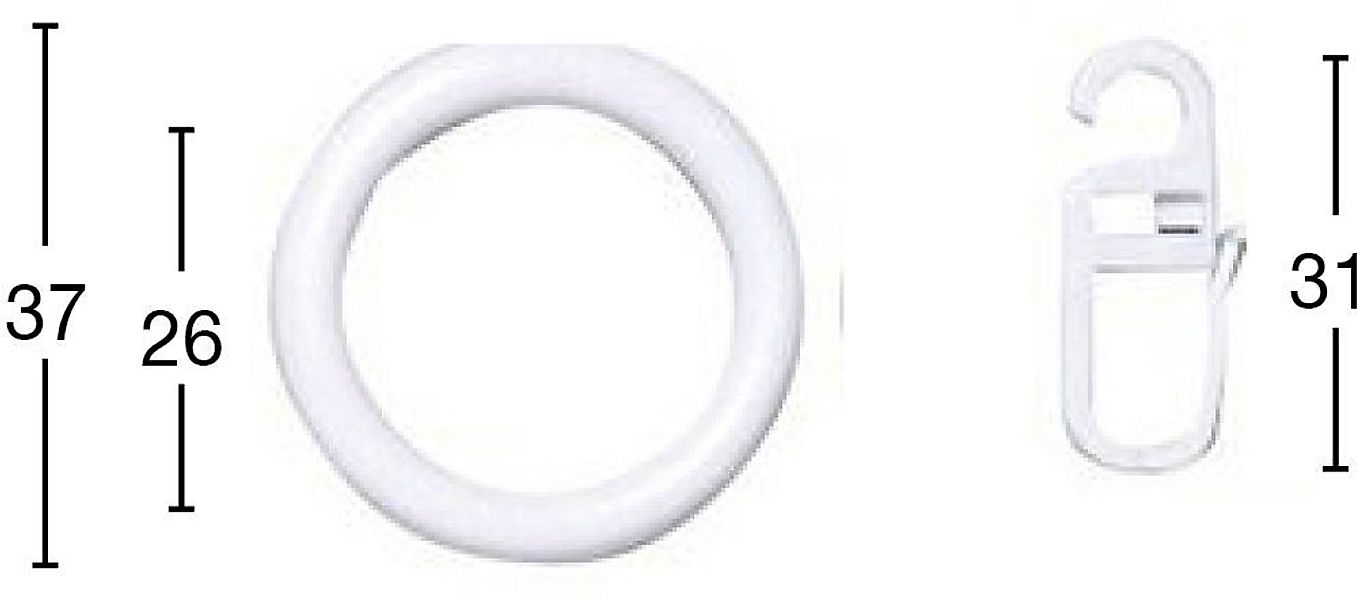 GARESA Gardinenring Kunststoffring mit Haken, Gardinen, (Set, 10-St., mit F günstig online kaufen