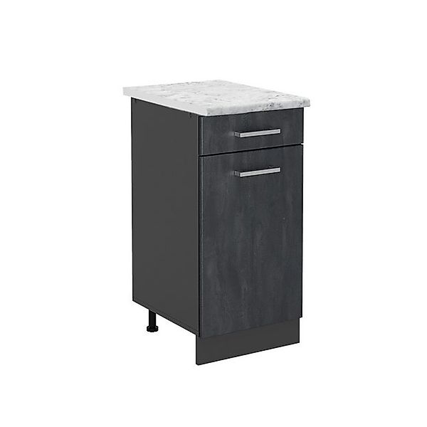 Vicco Küchenunterschrank R-Line Schwarz Beton/Anthrazit 40 cm AP Marmor günstig online kaufen
