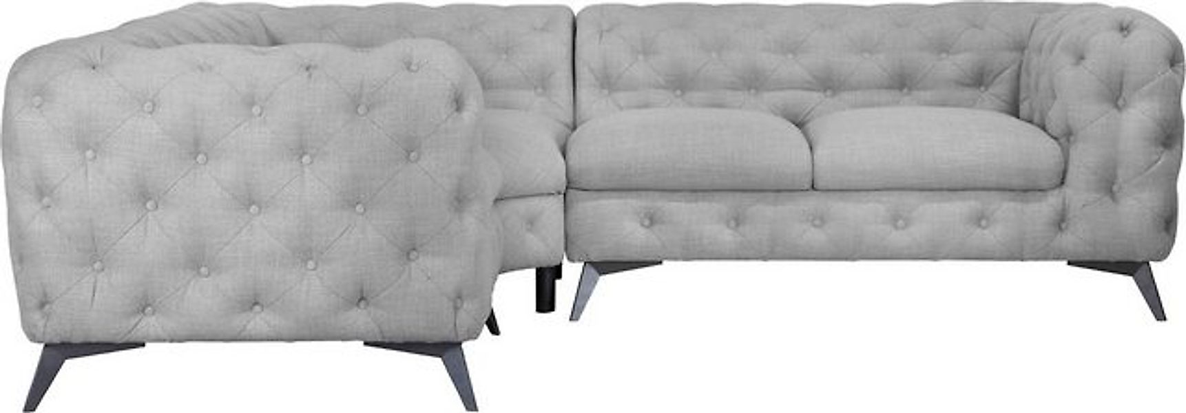 Leonique Chesterfield-Sofa Ecksofa GLYNIS L-Form mit Wellenunterfederung, M günstig online kaufen