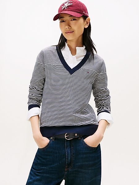 Tommy Hilfiger V-Ausschnitt-Pullover CO JERSEY STITCH günstig online kaufen