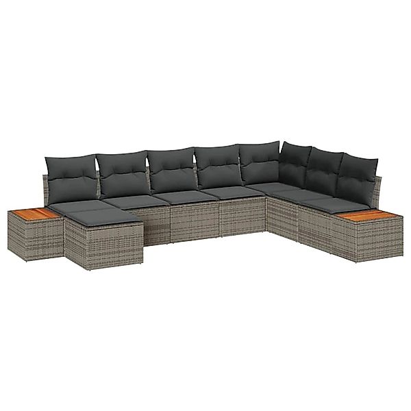 vidaXL Garten-Sofa-Set mit Kissen 8-Tlg Grau Poly Rattan 3348145 günstig online kaufen