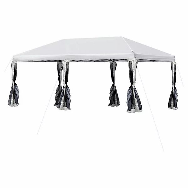 Outsunny Pop-Up-Pavillon cremeweiß Stahl B/H/L: ca. 295x250x590 cm günstig online kaufen