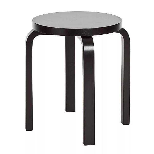 Artek - E60 Hocker Gestell lackiert - schwarz/Sitzfläche Birkenfunier lacki günstig online kaufen