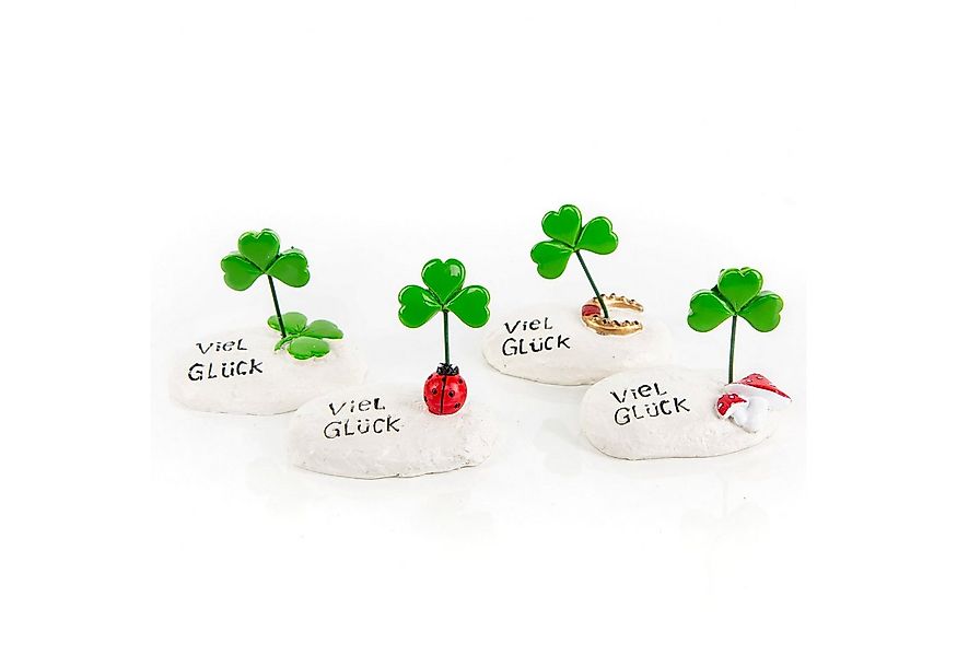 Logbuch-Verlag Dekofigur 4 Glücksbringer Glückssteine Viel Glück mit Kleebl günstig online kaufen