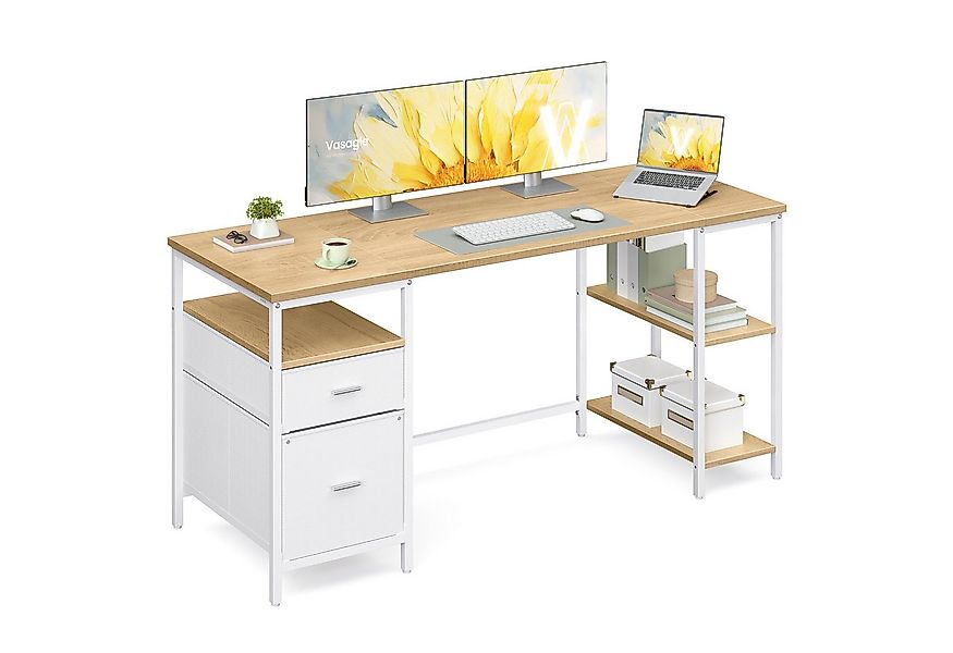 VASAGLE Schreibtisch Computertisch, Bürotisch, mit 3 Ablagen, 2 Schubladen, günstig online kaufen