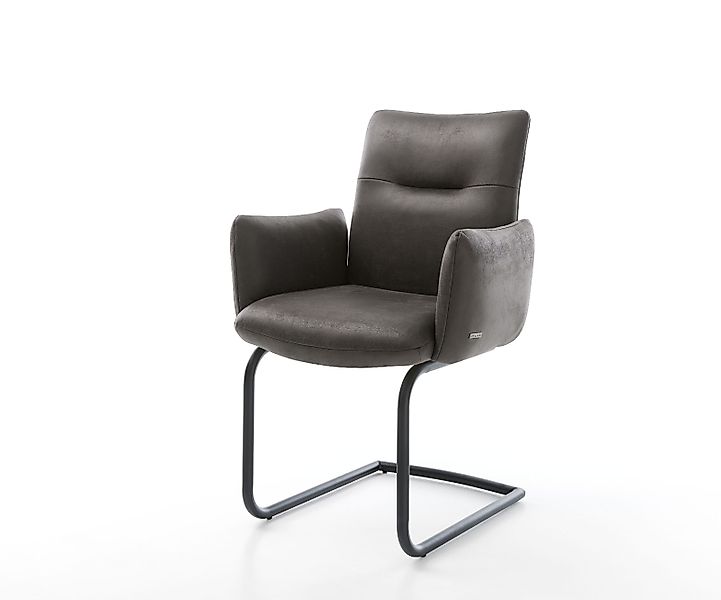 Freischwinger Jova-Flex mit Armlehnen Mikrofaser Anthrazit Vintage Freischw günstig online kaufen