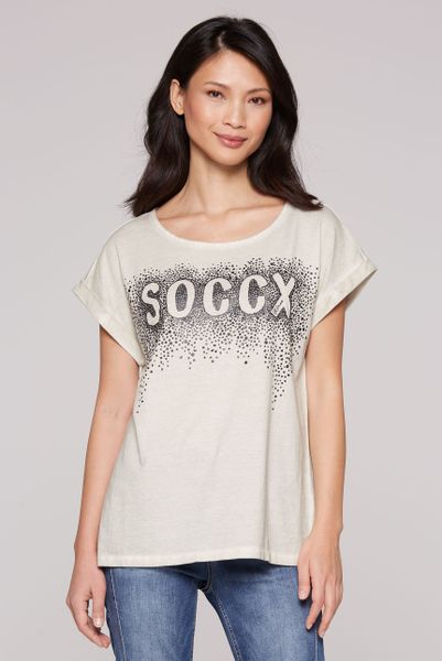 SOCCX Rundhalsshirt mit überschnittenen Schultern günstig online kaufen