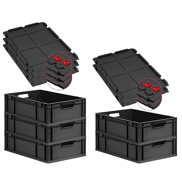 PROREGAL SuperSparSet 5x Eurobox Nextgen Grip Mit Scharnierdeckel Und Roten günstig online kaufen