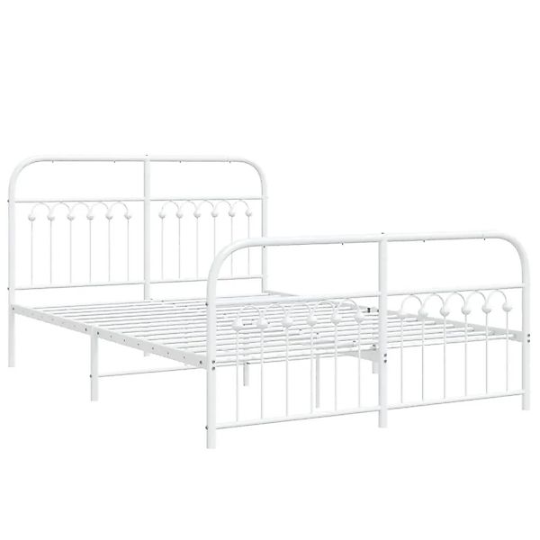 vidaXL Bettgestell mit Kopf- und Fußteil Metall Weiß 140x190 cm 376667 günstig online kaufen