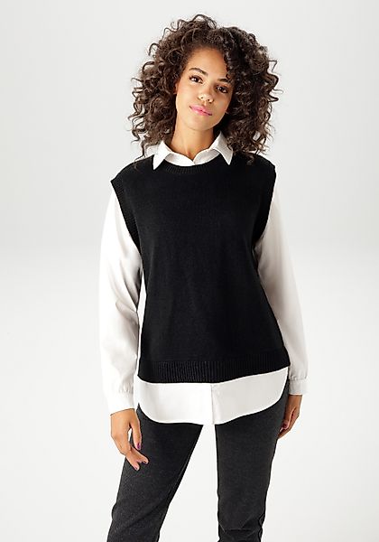 Aniston CASUAL Strickpullover mit Bluseneinsatz - günstig online kaufen