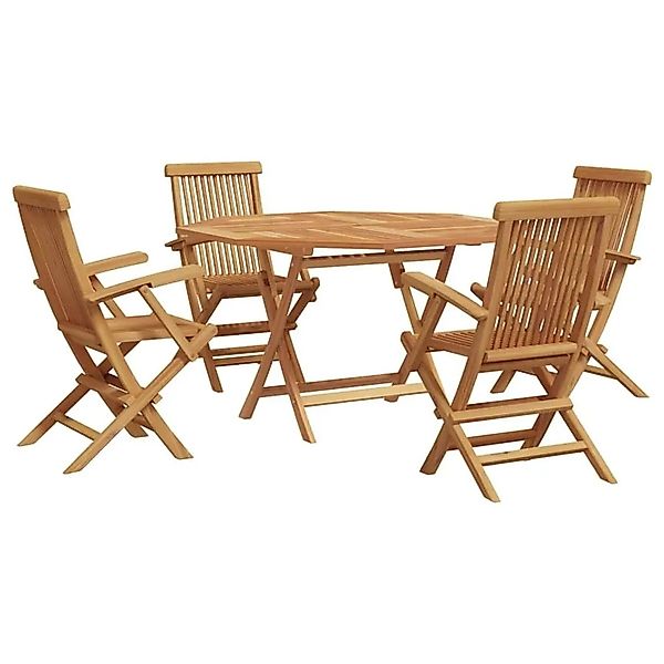 vidaXL Garten Essgruppe 5-Tlg Braun Massivholz Teak 3385972 günstig online kaufen