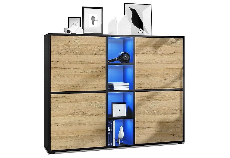 Vladon Highboard Cuba V3 (Highboard, mit 12 Fächern, inkl. RGB LED Beleucht günstig online kaufen