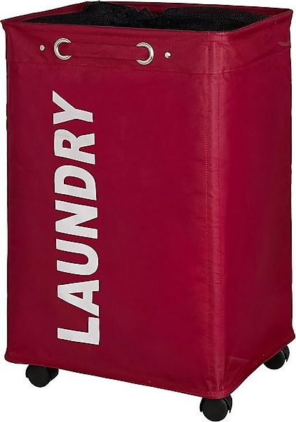 WENKO Wäschetruhe Wäschekorb mit Rollen Wäschetonne Quadro rot XL, 79 Liter günstig online kaufen