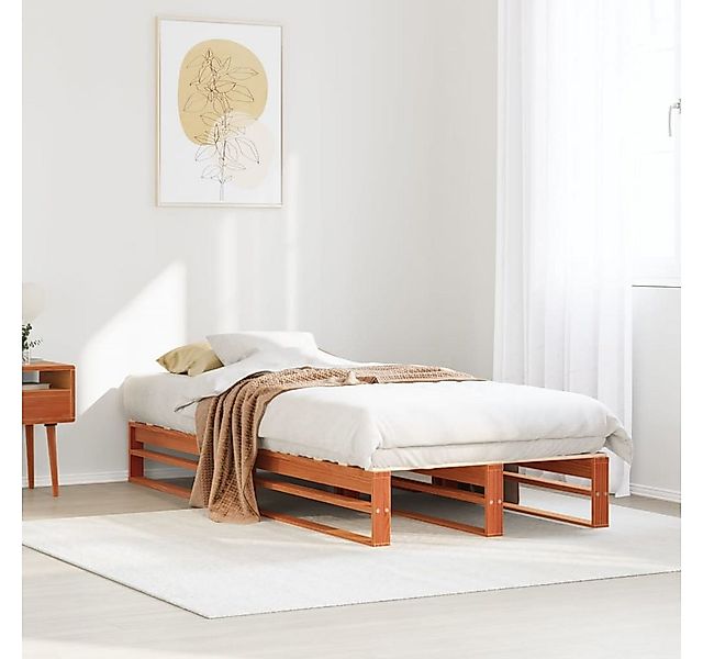 vidaXL Bett, Massivholzbett ohne Matratze Wachsbraun 100x200 Kiefernholz günstig online kaufen
