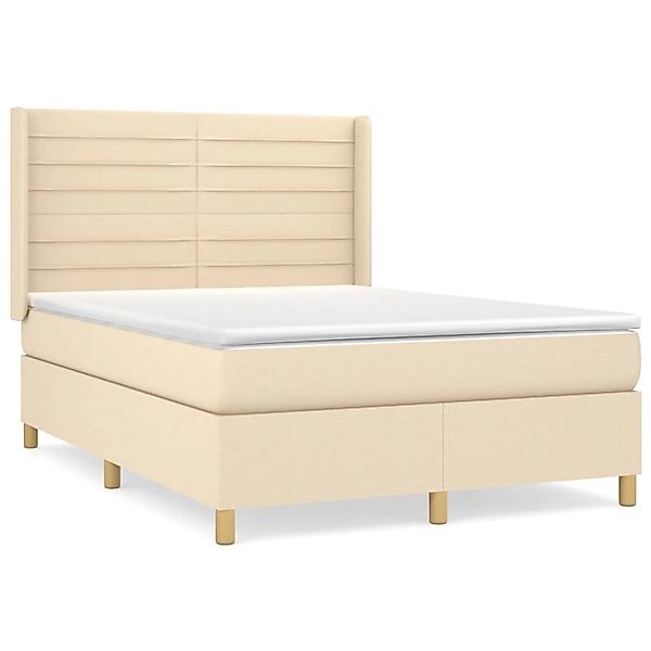 vidaXL Boxspringbett mit Matratze Creme 140x200 cm Stoff1380061 günstig online kaufen