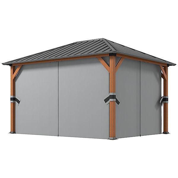 Outsunny Gartenpavillon Pavillon mit festem Dach aus verzinktem Metall, Alu günstig online kaufen