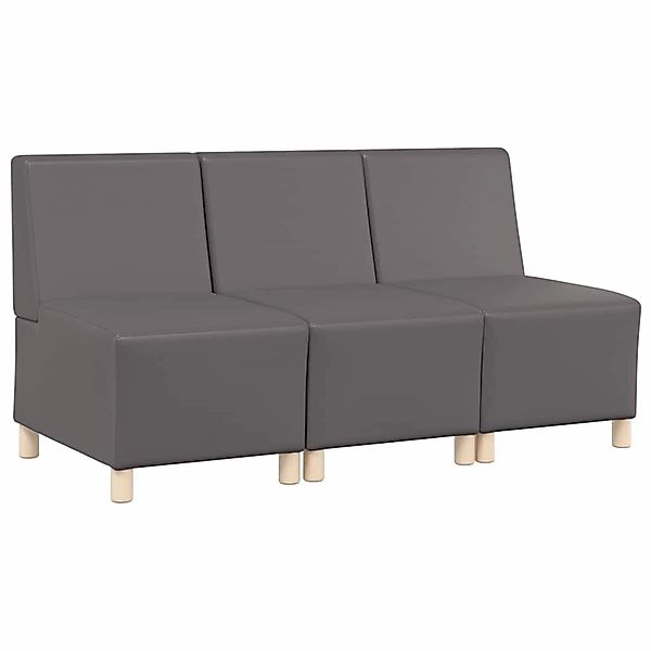 vidaXL Modulares Sofa ohne Armlehnen 3 Stk Grau 55 x 74 x 82 cm Kunstleder günstig online kaufen