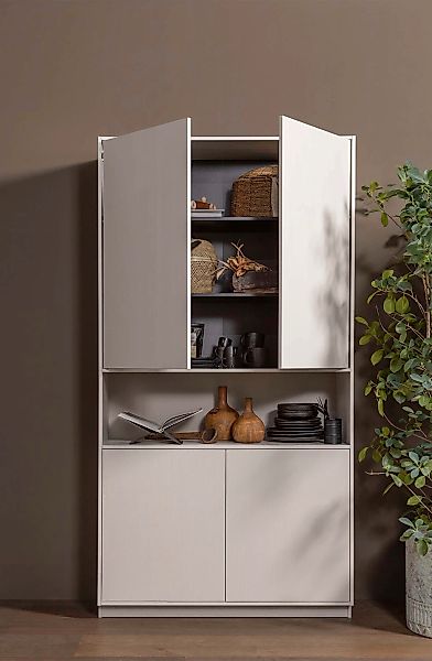 WOOOD Buffet Fianca aus Kiefernholz, Hellgrau Push-to-Open-System günstig online kaufen