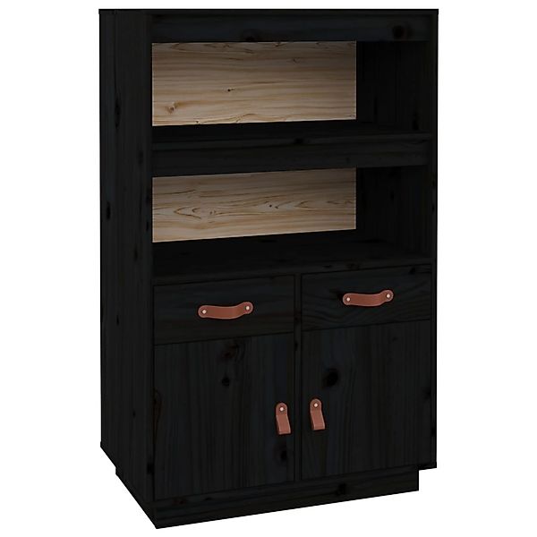 vidaXL Highboard Schwarz 67x40x108,5 cm Massivholz Kiefer 820161 günstig online kaufen