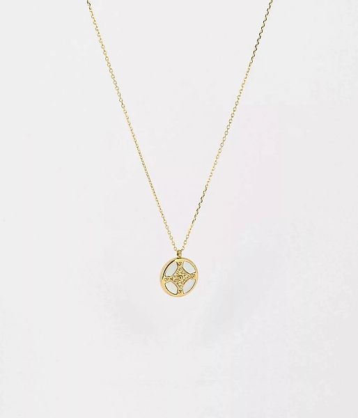 Zag Bijoux Kette runder Anhänger Zirkoniensteine 45+5 cm gold Perlmutt günstig online kaufen